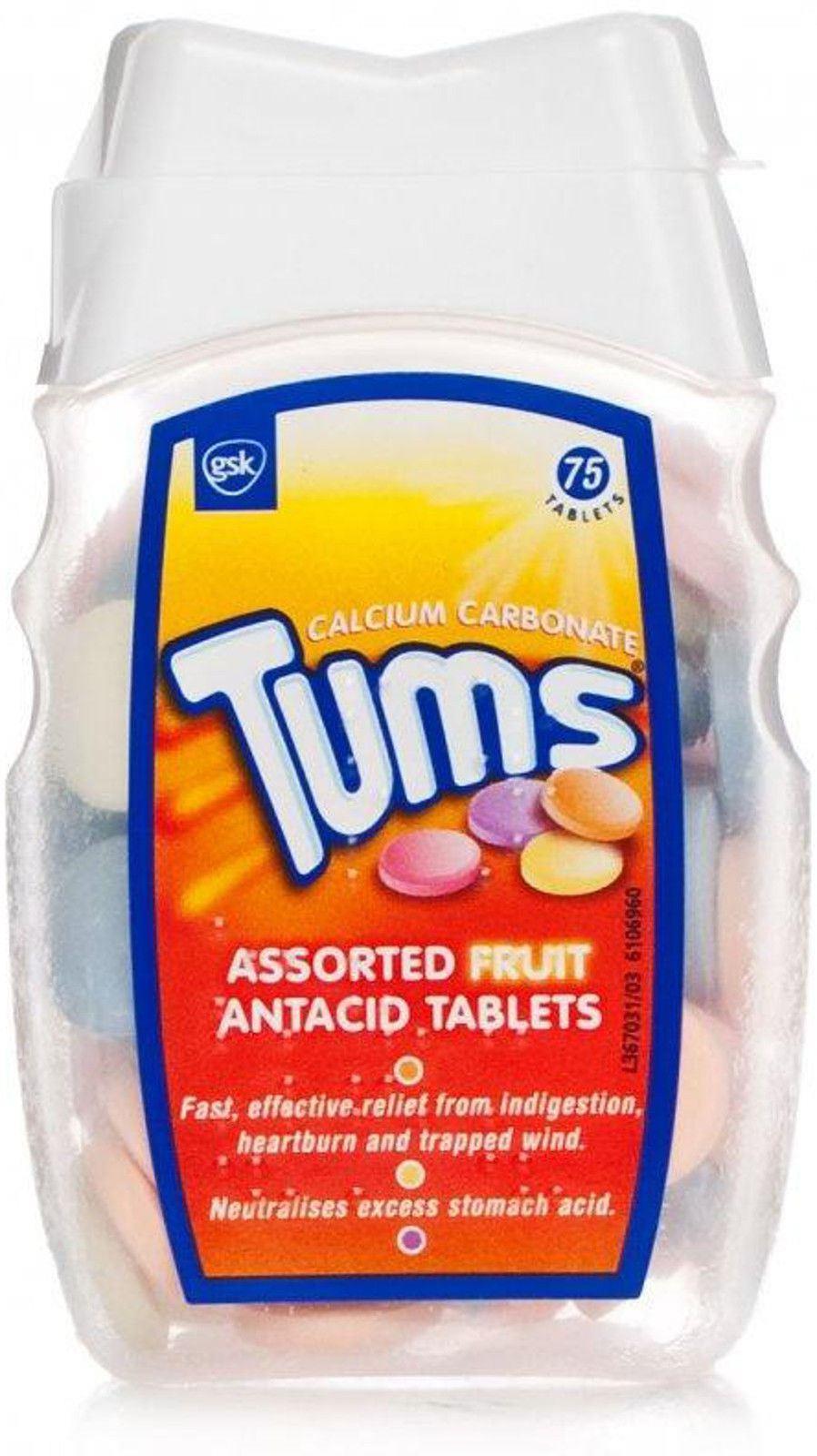 Tums Indigestion Jar Assorted Fruit, 75 Tables Health Supply